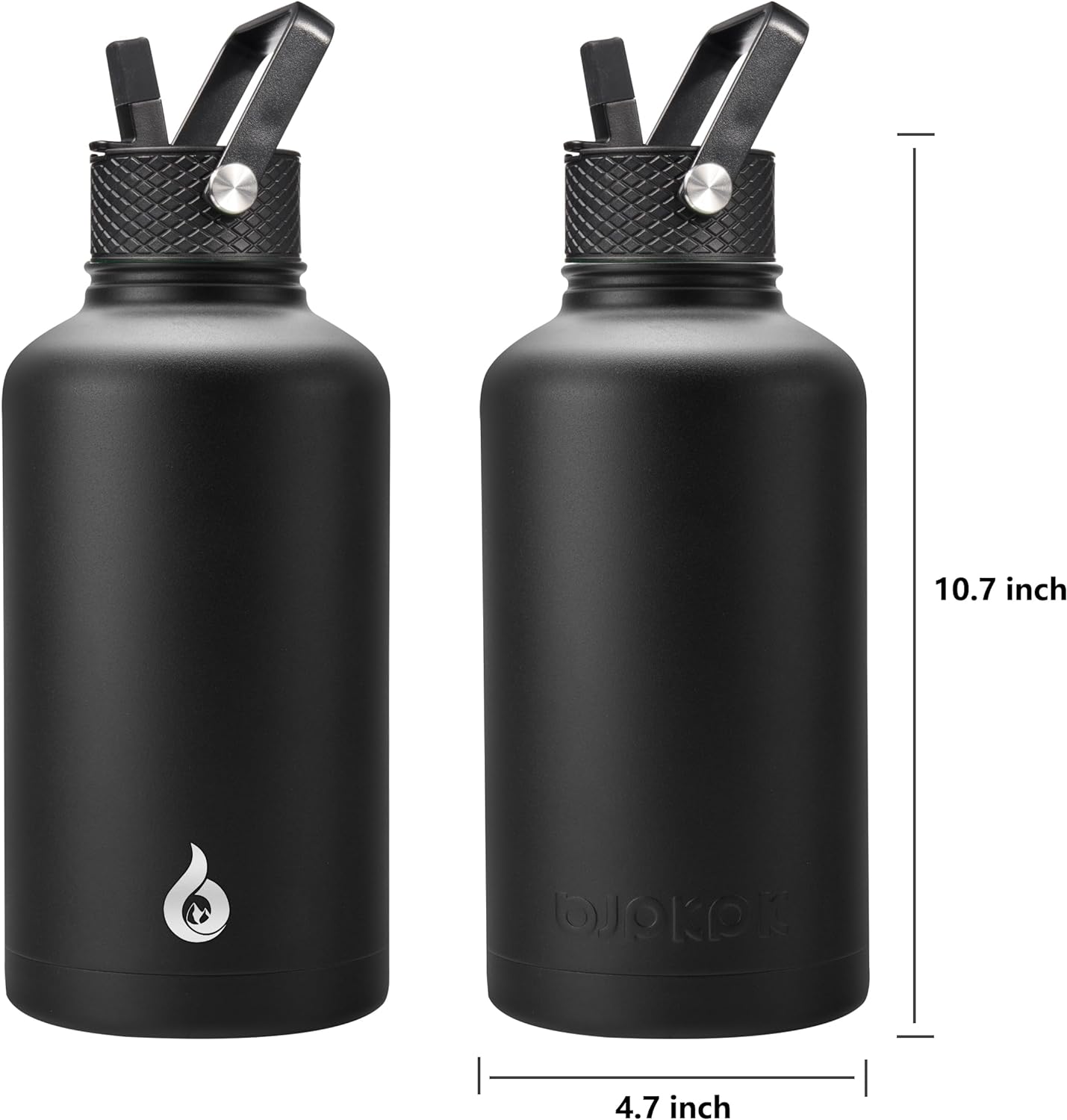 BJPKPK Insulated Water Bottles with Straw Lid, 40oz Stainless Steel Water Bottles with 3 Lids, BPA Free Leakproof Thermo, Tumblers, Cups for Sports, Gym- Midnight - Colors A