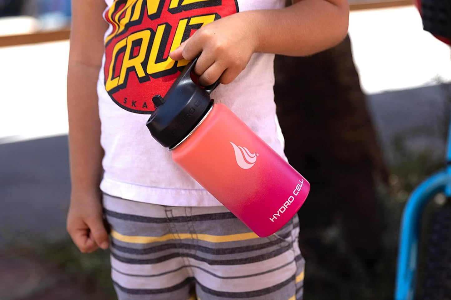 HYDRO CELL Stainless Steel Insulated Water Bottle with Straw - For Cold & Hot Drinks - Metal Vacuum Flask with Screw Cap and Modern Leakproof Sport Thermos for Adults (Neon 18oz)