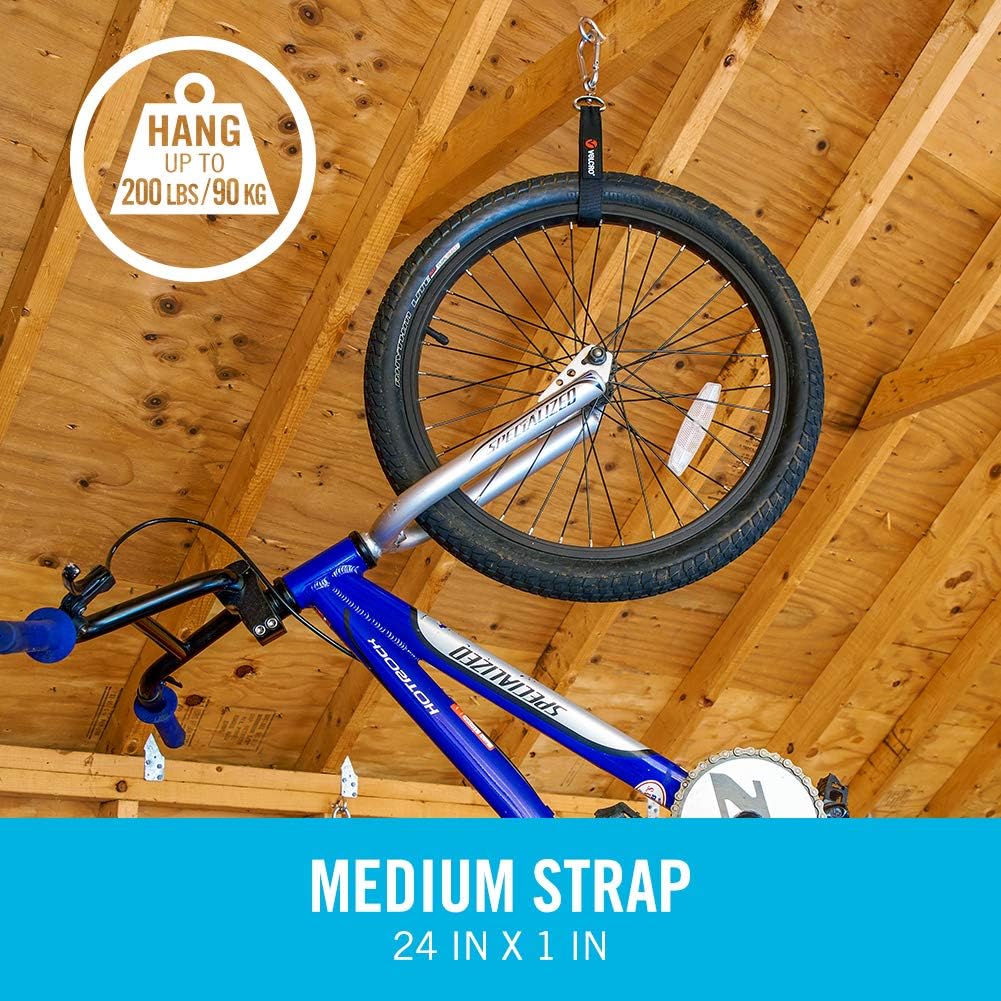 VELCRO Brand VEL-30196-USA Easy Hang Strap with Carabiner Clip Attach Water Bottles and Accessories to Bikes, Bags and more. Organization for Garden, Shed, RV. Extra Small-1Pk, Black
