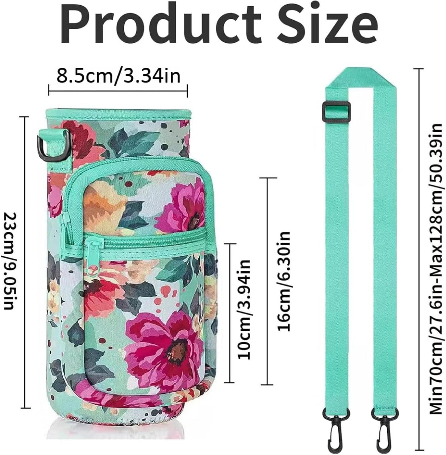 Water Bottle Holder with Strap, Insulated Crossbody Sling Bag, Carrier with Phone Pocket for Walking Hiking Camping Fishing