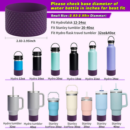 WUQID Water Bottle Boot, Diamond Silicone Boot Compatible with Stanleyy Tumbler 20-40oz & Hydroo Flask Bottle 12oz-24oz, Reduces Dents Sleeve Cover for More Bottles/Tumblers Bottom of 2.83-2.95in