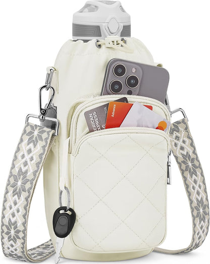 SYTRAH Water Bottle Bag Crossbody，Insulated Water Bottle Purse Crossbody Water Bottle Holder with Strap 40 oz