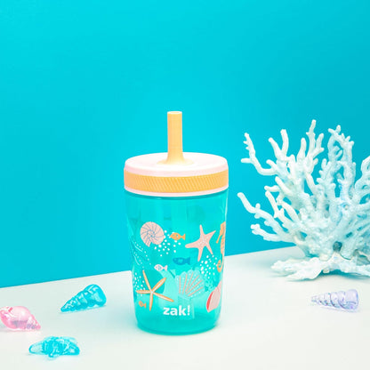 Zak Designs 15oz Bluey Kelso Tumbler Set, Leak-Proof Screw-On Lid with Straw Made of Durable Plastic and Silicone, Perfect Bundle for Kids, 2 Count (Pack of 1) - Colors B