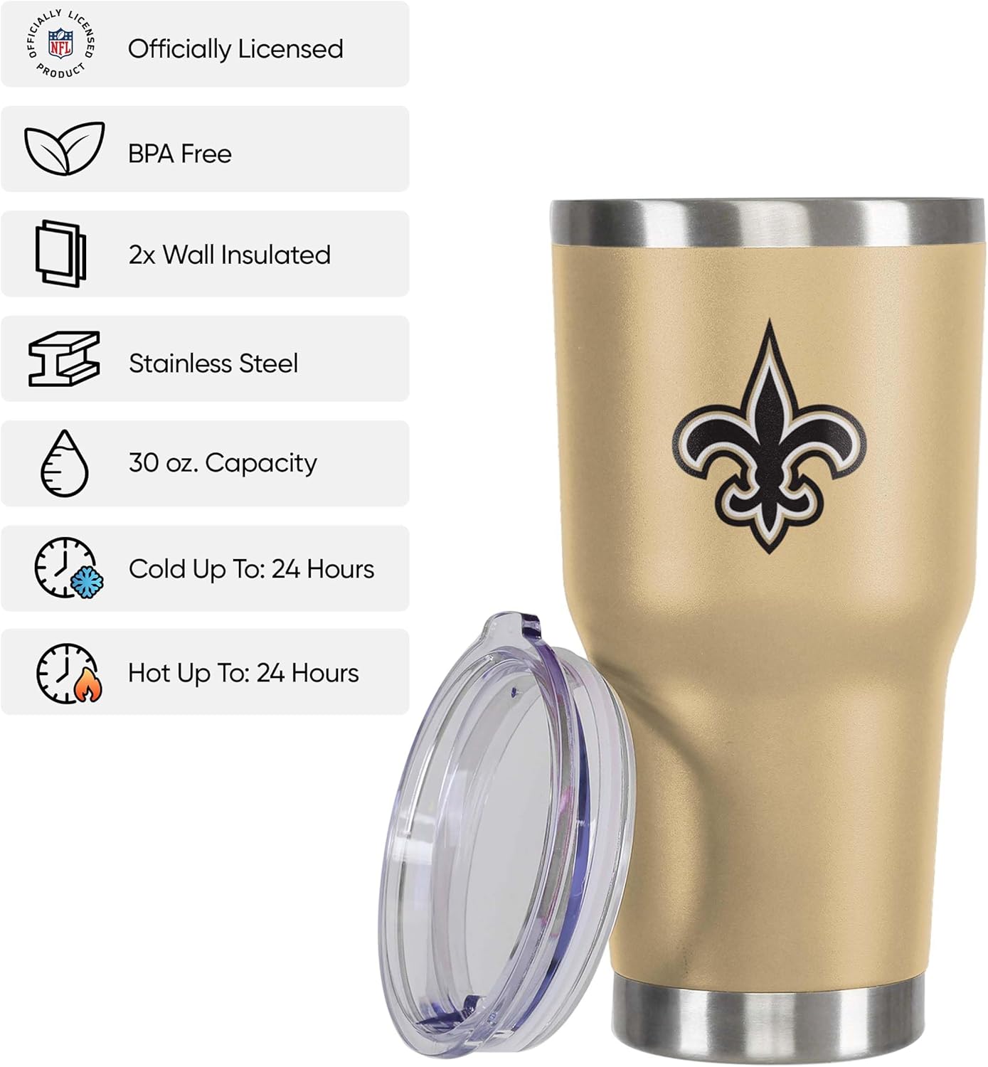 FOCO NFL Team Logo 30oz Insulated Stainless Steel Travel Mug Tumbler