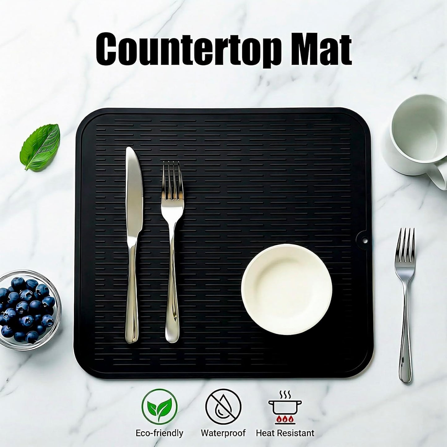 MicoYang Silicone Dish Drying Mat for Multiple Usage,Easy clean,Eco-friendly,Heat-resistant Silicone Mat for Kitchen Counter,Sink,Bar,Bottle,or Cup Green M 17 inches x 6 inches