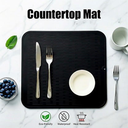 MicoYang Silicone Dish Drying Mat for Multiple Usage,Easy clean,Eco-friendly,Heat-resistant Silicone Mat for Kitchen Counter,Sink,Bar,Bottle,or Cup Green M 17 inches x 6 inches