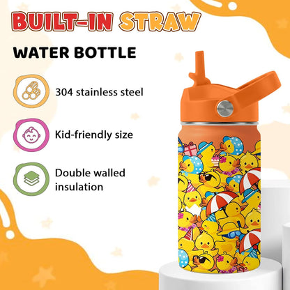 Strawberry Gifts for Kids - 16oz Pink Kids Water Bottle with Straw Lid, Stainless Steel Insulated Water Bottle, Leakproof, BPA-Free, for Girls, School, Strawberry Lover Children Birthday Gift Cup(1pc)