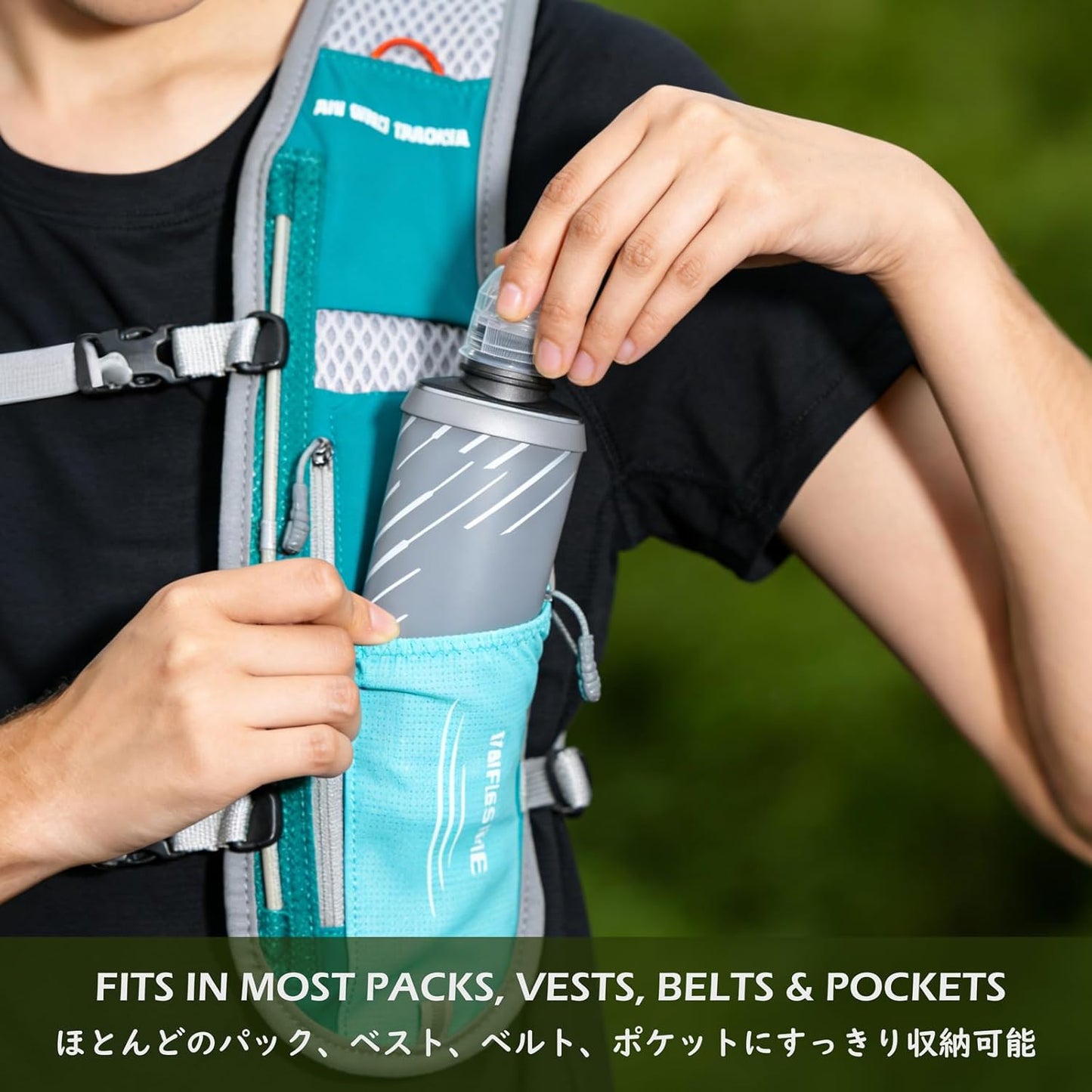 TRIWONDER Handheld Water Bottle for Running, Quick Grip Chill 17 oz Handheld Soft Water Bottle with Hand Strap Hydration Pack, BPA Sport Soft Flask (Blue)