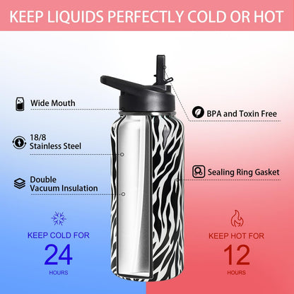 32 oz Pickleball Insulated Water Bottle with Straw - Pickleball Gym Hiking Sports Coffee Mug | Perfect Pickleball Gifts for Women, Pickleball Decor Accessories