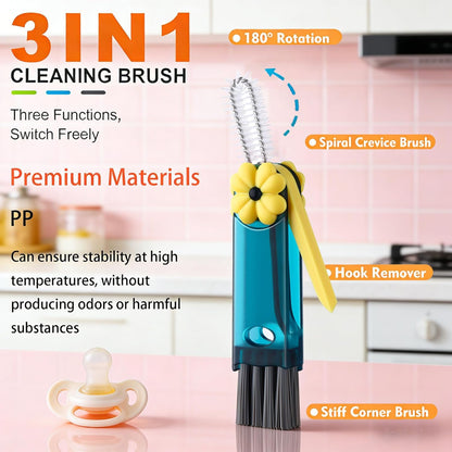 3 in 1 Cup Lid Cleaning Brush - Upgraded Version Cup Lid Brush with Packaging Box, Suitable for All Types of Cups, Bottle Gaps, Portable Travel and Home Kitchen Multifunctional Cleaning Set (3pcs)