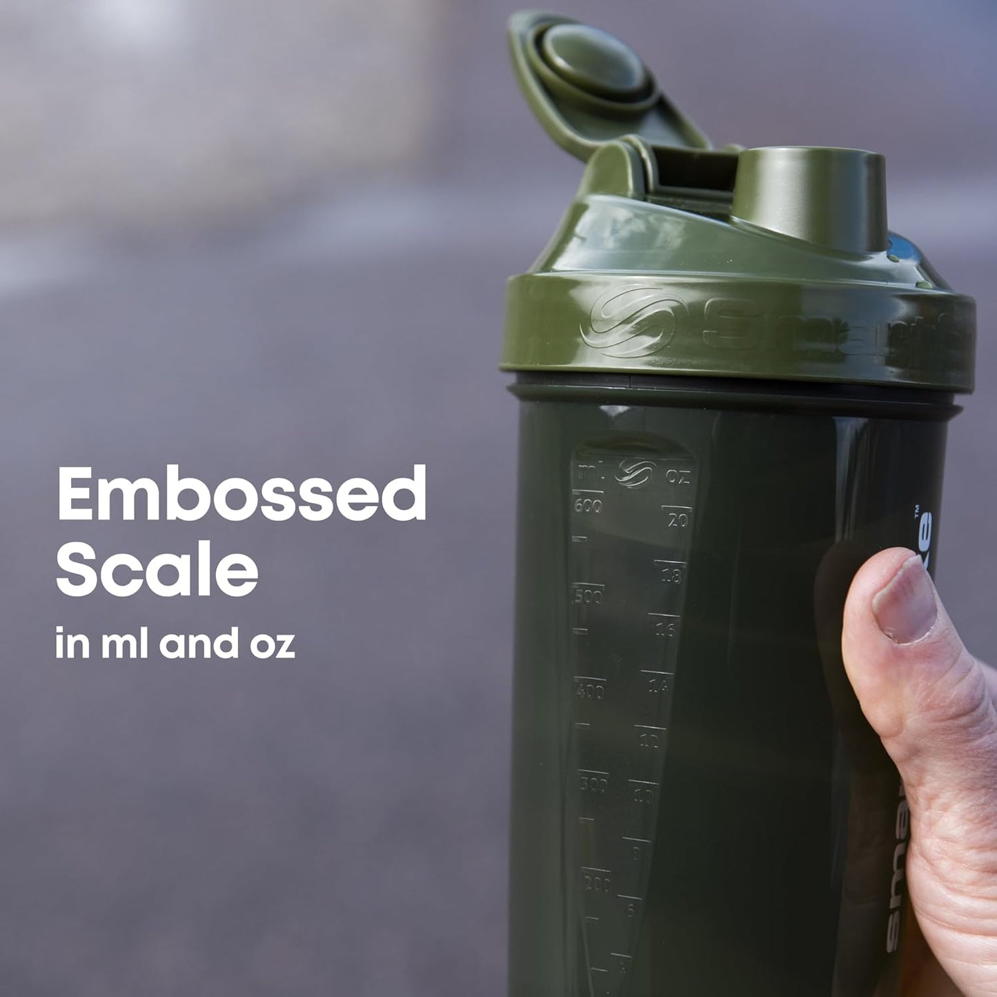 Smartshake Lite 4-Pack Protein Shaker Bottle 400 ml | 13.5 oz - Leakproof Screw-on Lid - BPA Free – Unisex - Mist Grey, Army Green, Black, Navy Blue | 4-Pack