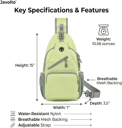 Javolto Sling Bag for Men Crossbody Backpack, Small Sling Backpack Mens Shoulder Bag, Casual Daypack Hiking Bag for Travel