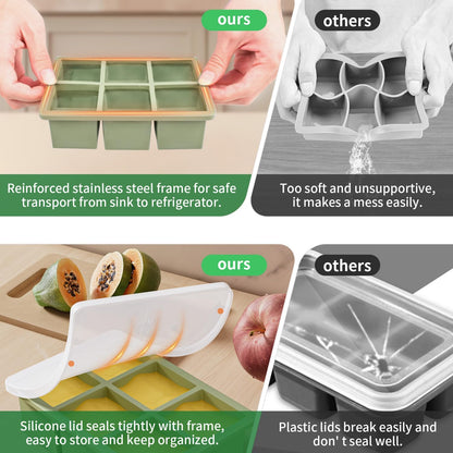 Large Ice Cube Tray for Whiskey: FDDBI Silicone Ice Cube Trays with Lid - 2Pack Big Square Old Fashioned Ice Cube Maker for Cocktail - 2inch Huge Cubed Ice Trays for Whisky