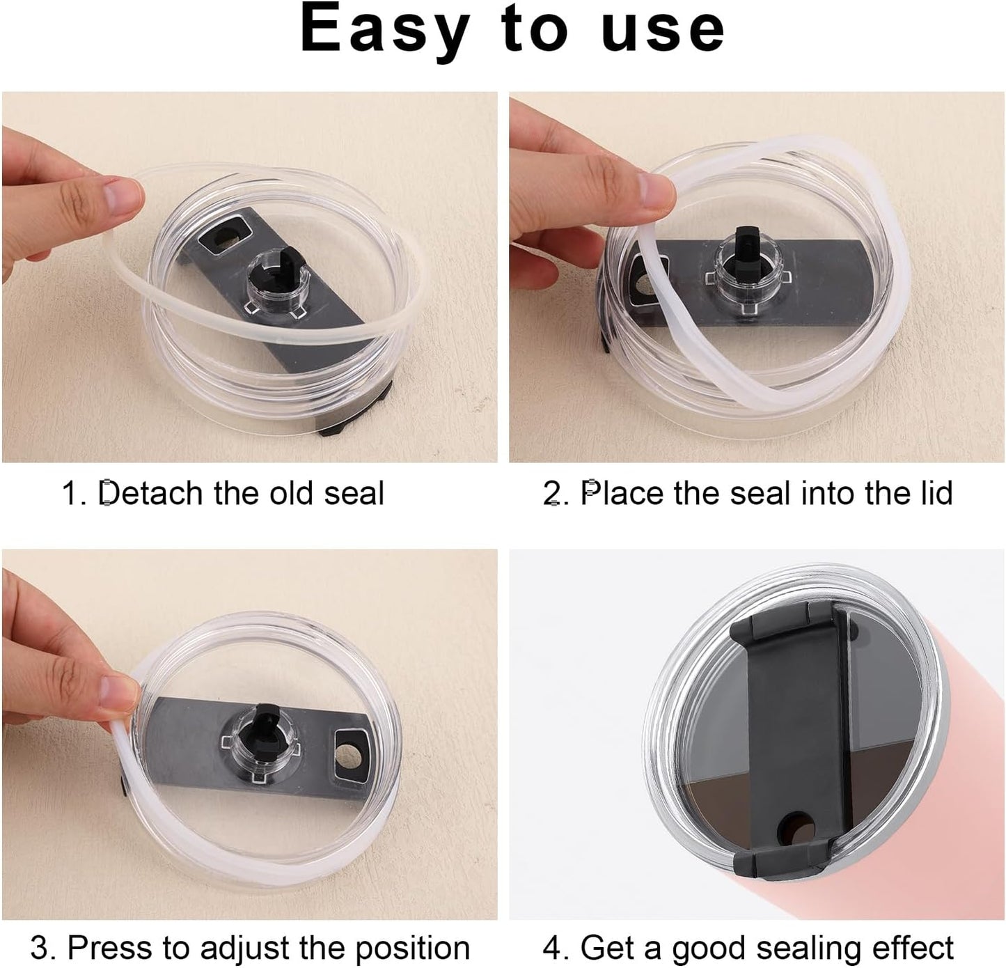 4pcs Lid Gaskets for Stanley 40oz Adventure Quencher H2.0 Flowstate Tumblers, BPA Free Silicone Lid Seals Leak-Proof
