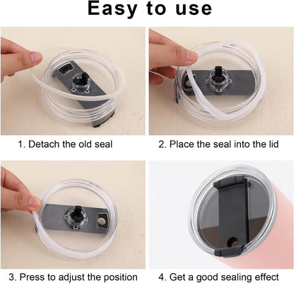 4pcs Lid Gaskets for Stanley 40oz Adventure Quencher H2.0 Flowstate Tumblers, BPA Free Silicone Lid Seals Leak-Proof