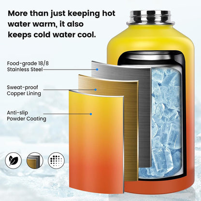 Insulated Water Bottle 32 oz, Triple Wall Vacuum Stainless Steel(Cold for 48 Hrs),Leak Proof & BPA-Free,Simple Modern Water Bottle with Drink-Through Lid & Flip Straw for Sports & Travel, Indigo-Black