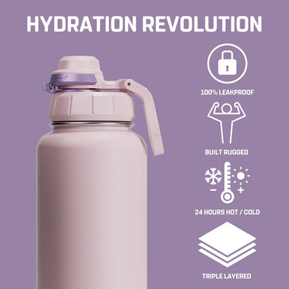 Vesmoon Vessence 24 Oz Stainless Steel Tea Infuser Bottle for Loose Leaf Tea, Water, Herbs, Fruits - Triple Layered Insulated, Leak Proof Bottle with Lid and Clip Handle - 24 Hours Hot/Cold