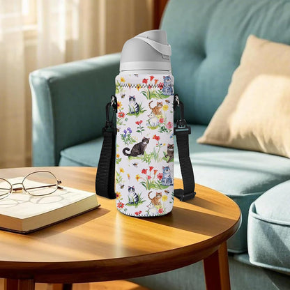Neoprene 500ML/750ML/1000ML Water Bottle Bag Carrier, Portable Insulated Bottle Sling Holder Case Pouch with Adjustable Shoulder Strap for Men Women Walking Hiking Running