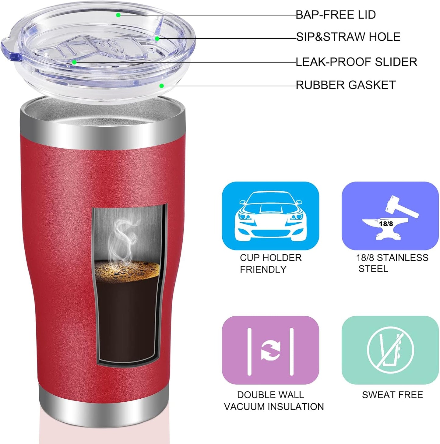 VEGOND 20oz Tumbler Stainless Steel Tumbler Cup with Lid And Straw Vacuum Insulated Double Wall Travel Coffee Mug(Orange 1 Pack)