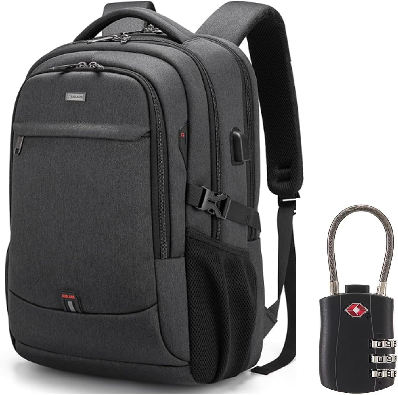 DUSLANG 17 Inch Laptop Backpack for Travel Water Resistant College Backpack for Men/Women Laptop Bag with USB Charging Port,Black - Colors A