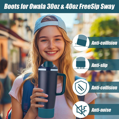 Mity rain 2PCS Protective Silicone Boots for Owala 30oz & 40oz FreeSip Sway Bottles & Tumblers - Accessories for owala, Enhances Stability & Prevents Scratches(Black Cherry)