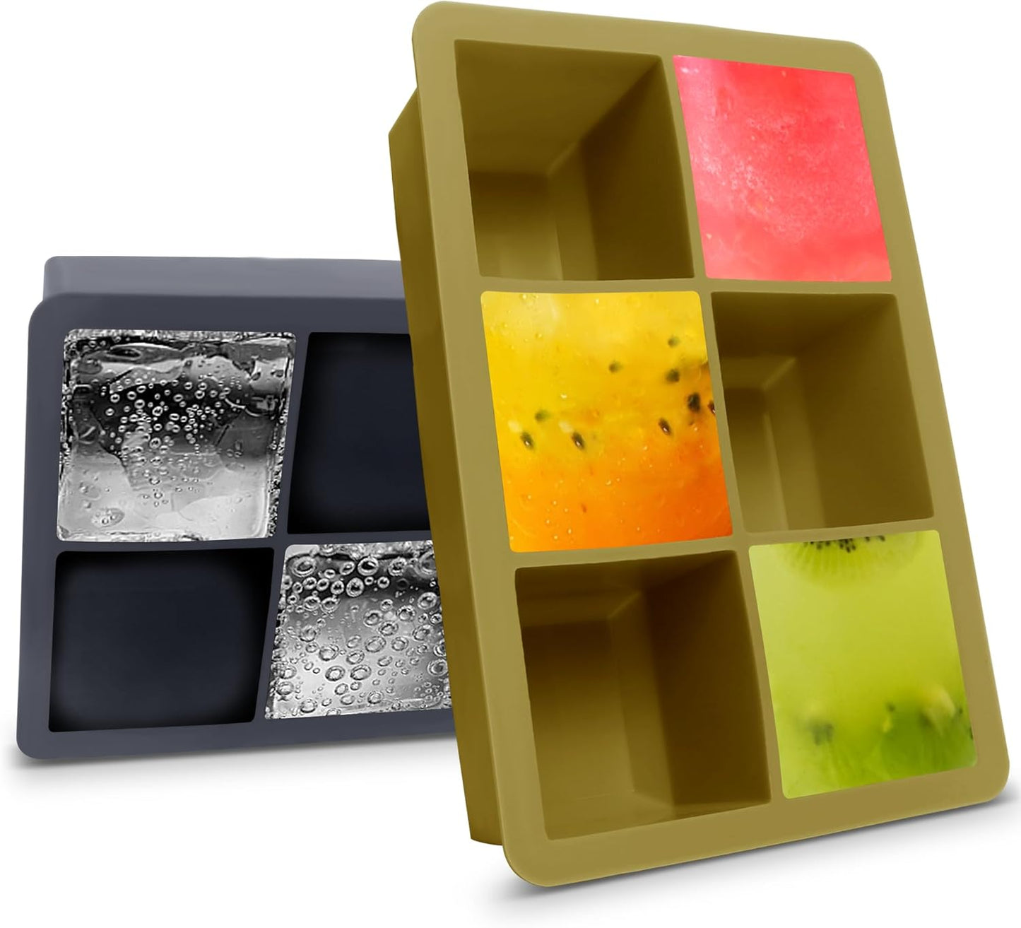 Excnorm Silicone Ice Cube Trays 3 Pack - Large Size Silicone Ice Cube Molds with Leak Proof Removable Lid Square Ice Cube Tray And BPA Free for Cocktail,Whiskey, Stackable Flexible Ice