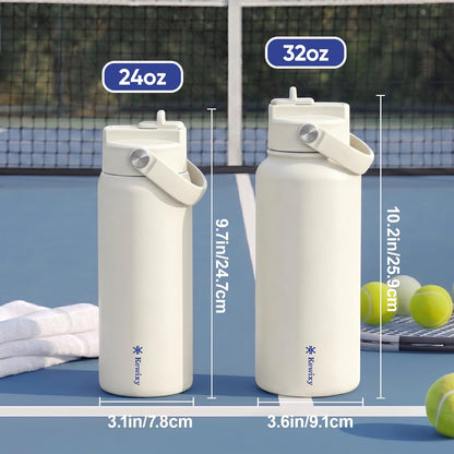 KEWIXY Pickleball Water Bottle 32 oz Insulated, Stainless Steel with Straw, Leak Proof, Keep Cold 24H, Vacuum, Pickleball Gifts for Pickleball Players, Pickleball Lovers, Women Girls Sport