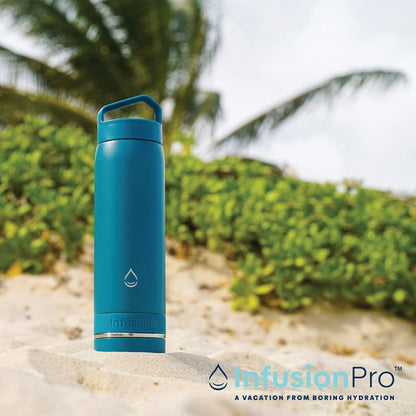 Infusion Pro Fruit Infuser Water Bottle with Straw Lid (32 oz) Stainless Steel Vacuum Insulated : 50 Recipe Fruit Infusion eBook : More Flavor : Easy Cleaning : Great Gift