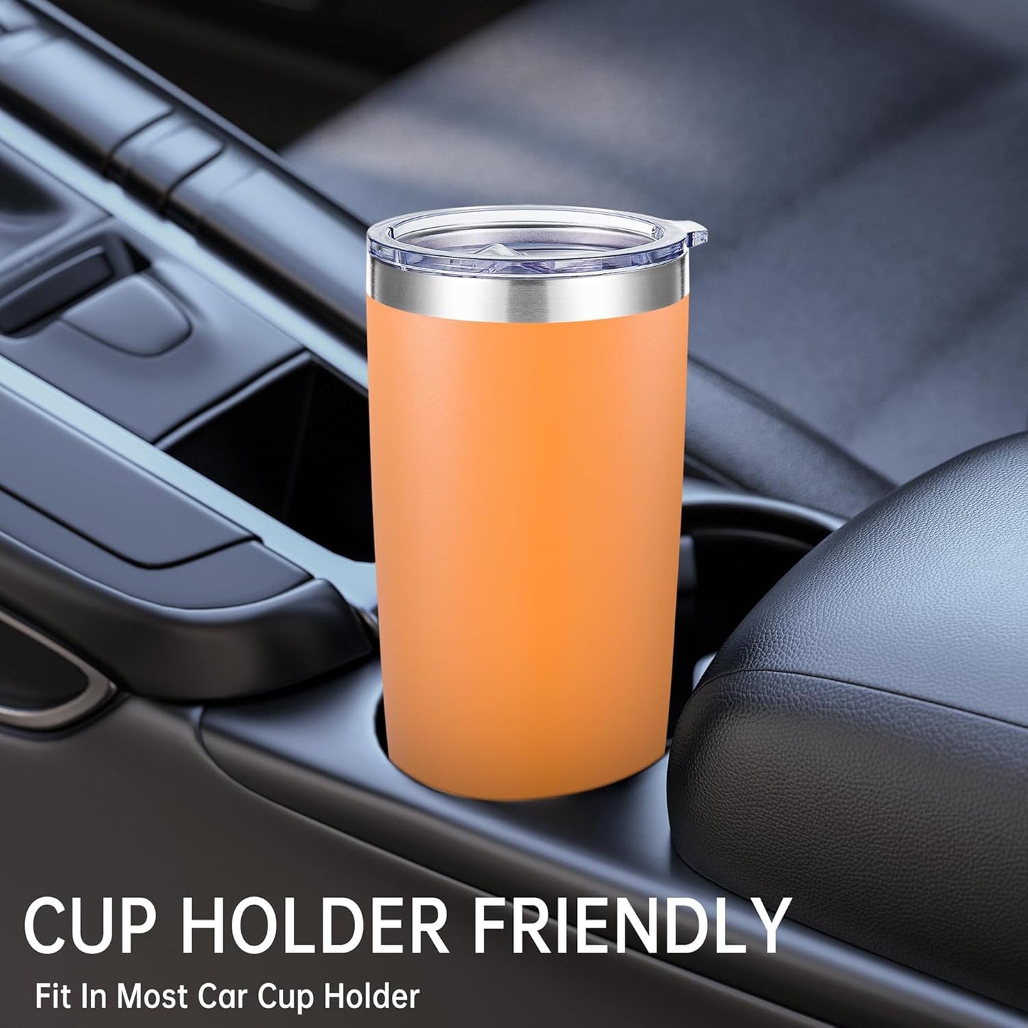 20 oz Tumblers Bulk Stainless Steel Tumbler with Lid Double Wall Vacuum Insulated Coffee Mug 20oz Powder Coated Cup for Hot and Cold Drinks, Stainless, 6 pack