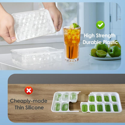 WIBIMEN Ice Cube Tray with Lid and Bin - Round Ice Trays for Freezer with Lid - Ice Cube Trays for Freezer with Ice Container (1"-2PACK Blue)