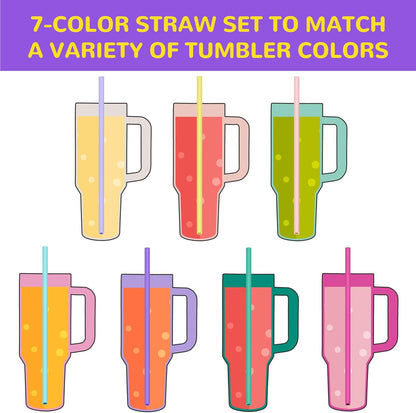 Tomorotec 15PCS Reusable Silicone Drinking Straws w/ 2 Brushes, Fit for Stanley Tumbler 40oz 30oz 20oz, 12" Long Customizable for Various Drinkware, Dishwasher Safe, BPA-Free, Safe for Teeth (Macaron)