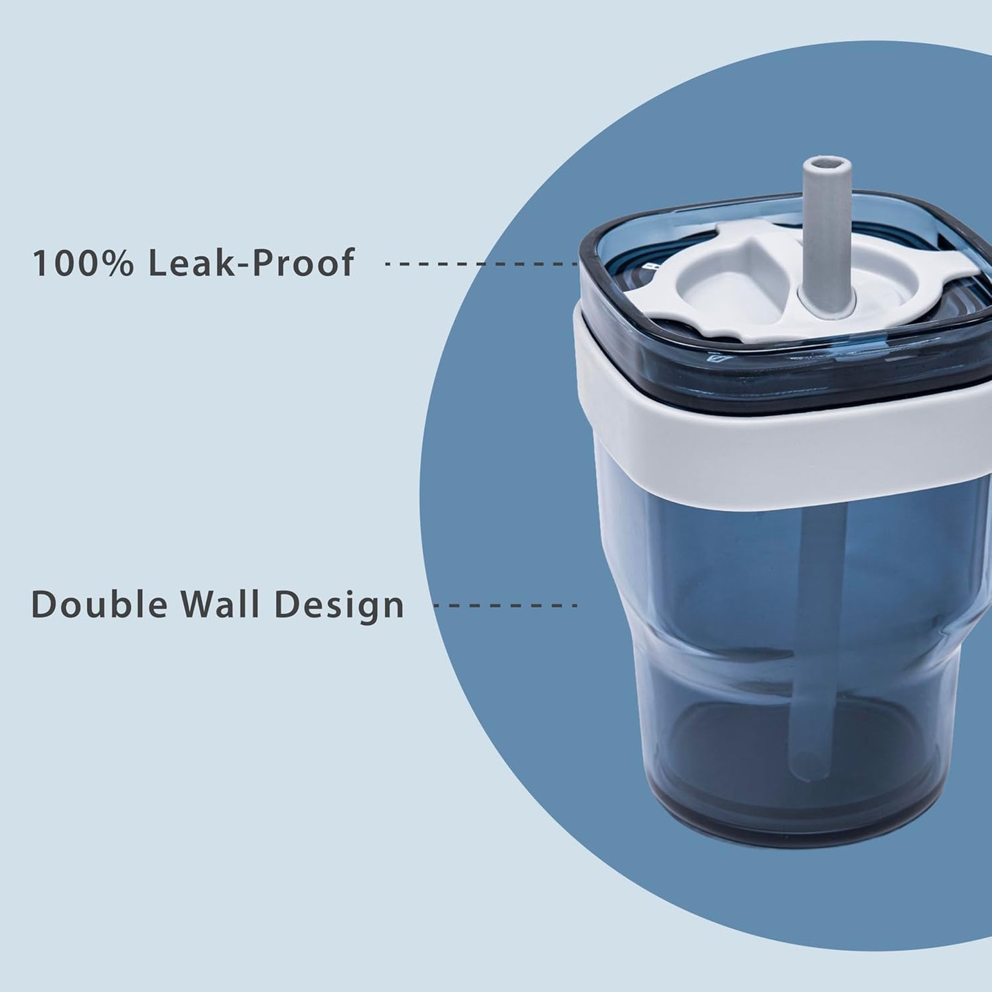 34oz Leakproof Straw Tumbler with Lid and Straw Double Wall Slim Coffee Cup Reusable BPA Free Plastic Travel Mug Integrated Handle Dishwasher Safe