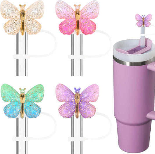Bling Diamond Straw Cover for Stanley Cup Accessories - Silicone Straw Toppers with Silver Rhinestone fit 9-12mm Straws