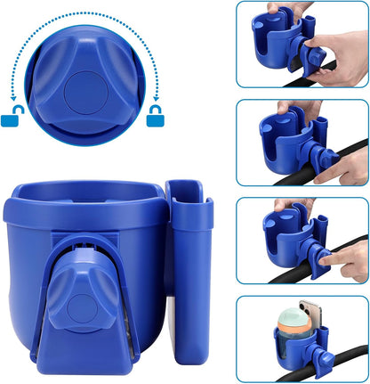 Accmor Stroller Cup Holder with Phone Holder, Bike Cup Holder, Universal Cup Holder for Uppababy Nuna Doona Strollers, 2-in-1 Cup Holder for Walker, Wheelchair, Scooter - Colors B