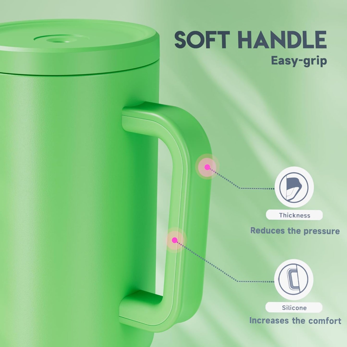Meoky 40 oz Tumbler with Handle and Straw: Stainless Steel Insulated Tumbler with Lid and Straw - 100% Leak Proof Tumbler for Car Cup Holders - Travelers Commuters Workers, Pink
