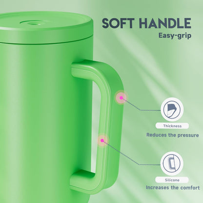 Meoky 40 oz Tumbler with Handle and Straw: Stainless Steel Insulated Tumbler with Lid and Straw - 100% Leak Proof Tumbler for Car Cup Holders - Travelers Commuters Workers, Pink