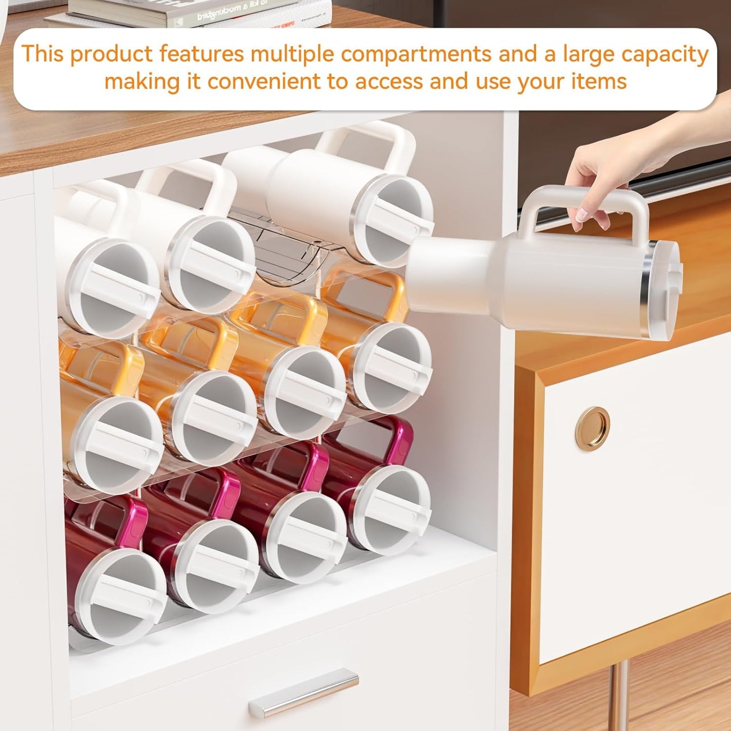 Yieach 2 Tier Water Bottle Holder for Cabinet,Acrylic Wine Rack and Stackable Water Bottle Organizer for Pantry - Waterbottle Organizer for 40 oz Stanley Cup Holder and Other Tumbler Organizers