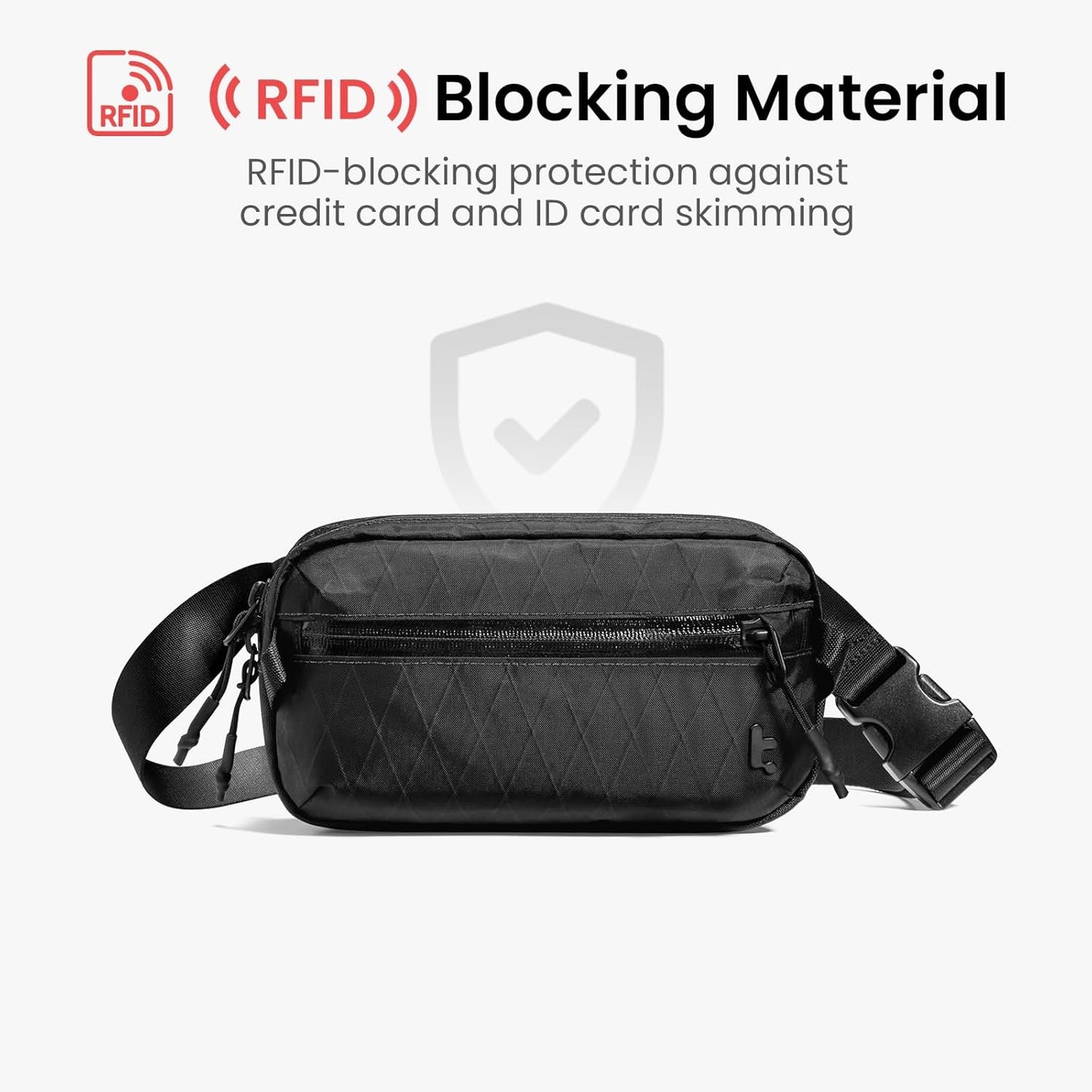 tomtoc 3.5L Sling Bag with RFID Blocking, Crossbody Bag Chest Shoulder Pack for Men and Women, Water-resistant Lightweight Casual Waist Fanny Pack for Travel/Daily Use