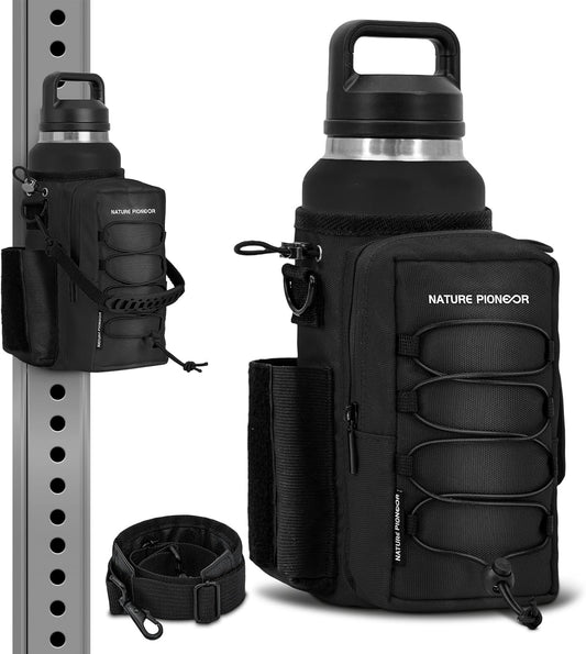 NATURE PIONEOR Magnetic Gym Bag for Men and Women - Magnet Water Bottle Holder Sling Carrier with Crossbody Shoulder Strap,Gym Accessories Pouch,Phone Pockets for Sports,Walking,Travel,Workout