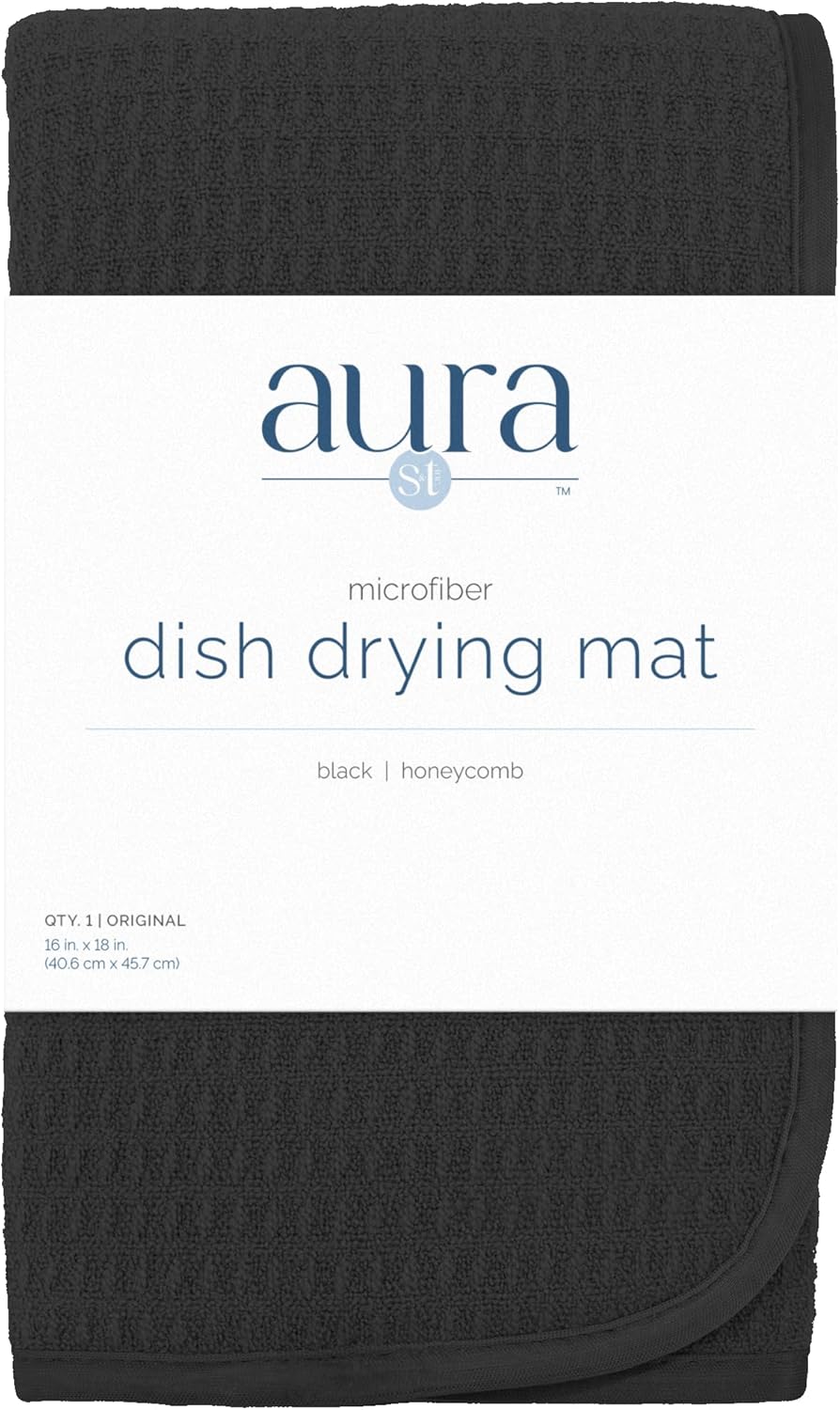 S&T INC. Dish Drying Mat XL, 18” x 24”, Absorbent Microfiber Kitchen Counter Mat, Dish Drying Pad for Dishes, Utensils, Pots and Pans, Extra Large, Charcoal