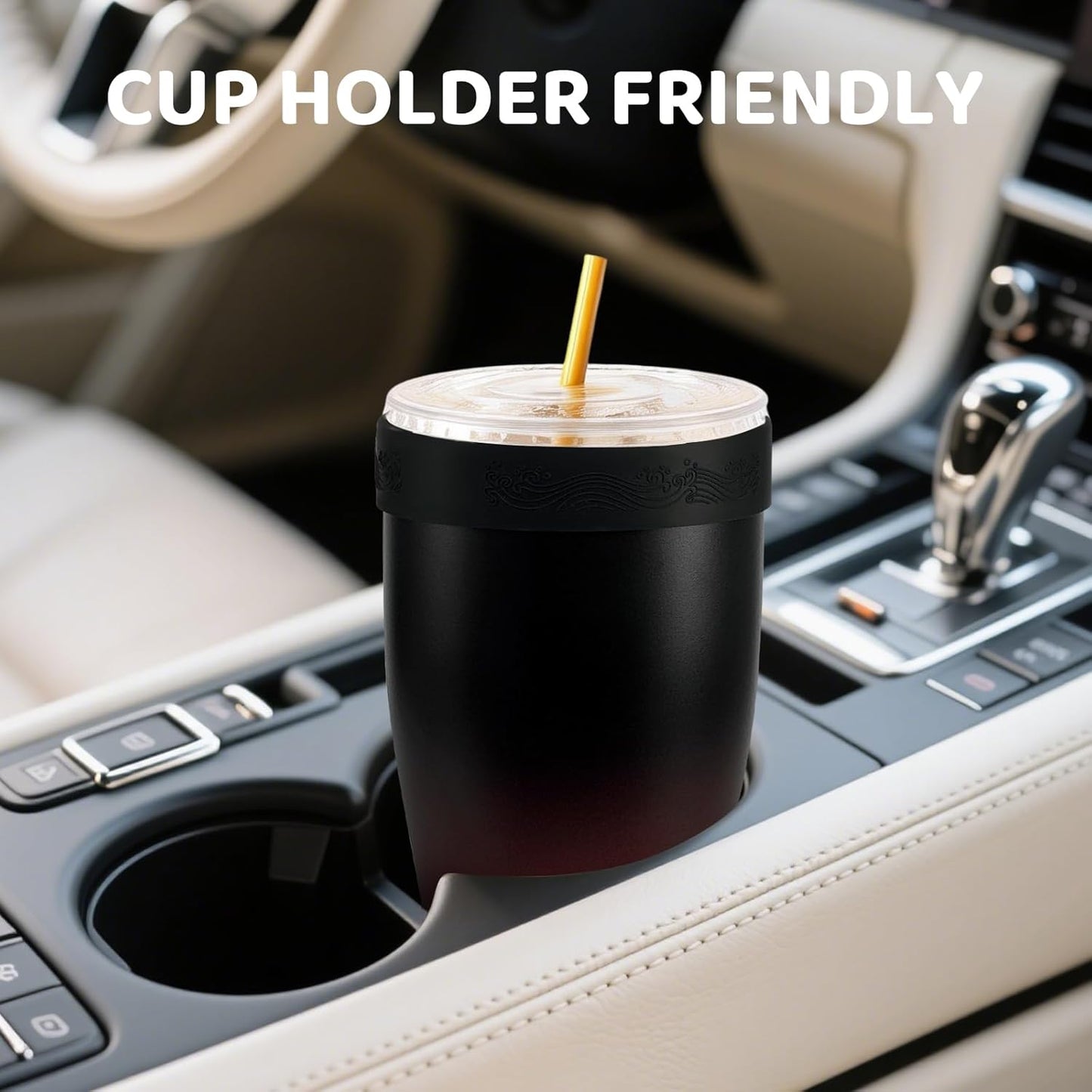 Universal Iced Coffee Sleeve,32oz Double Wall Stainless Steel Insulator Fits 16-32oz Starbucks/Dunkin/McDonalds Cups,Reusable Iced Coffee Cup Holder,Leak-Proof Tumbler for Hot,Cold Drink