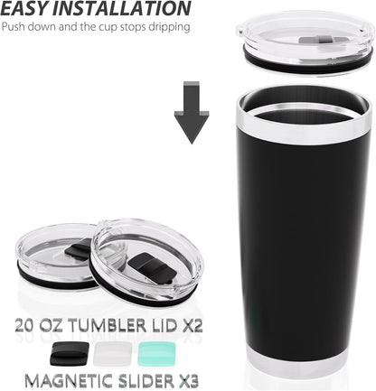 20 oz Tumbler Lid for YETI, 2 Pack Replacement Lids for YETI 20oz Tumbler & 10 oz Lowball, 10 oz Mug, Coffee Cup Covers with Magnetic Slider for Gift, BPA Free