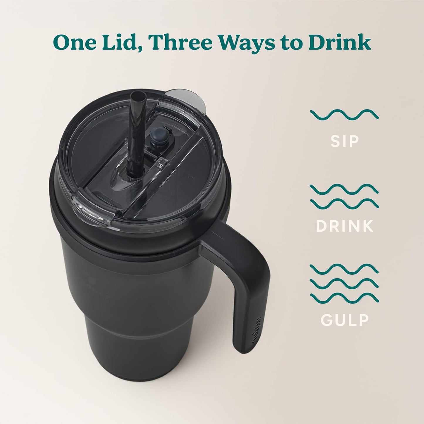 REDUCE 24 oz Stainless Steel Tumbler with Handle - Dual-Wall Vacuum Insulated Travel Mug, Sweat-Proof Lid & Reusable Straw - Keeps Drinks Cold for 24 Hrs, Fits Cupholders, Dishwasher Safe - Lilac Bud