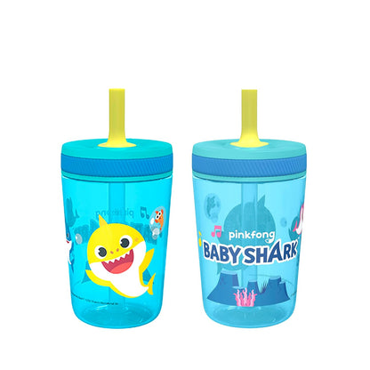 Zak Designs 15oz Bluey Kelso Tumbler Set, Leak-Proof Screw-On Lid with Straw Made of Durable Plastic and Silicone, Perfect Bundle for Kids, 2 Count (Pack of 1) - Colors A