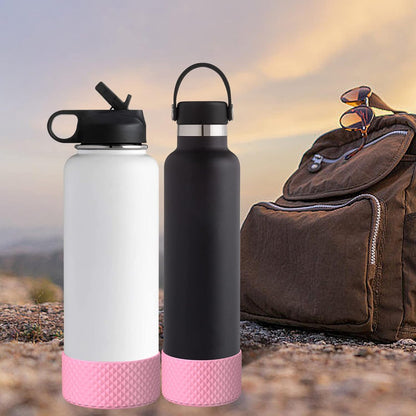 WUQID Water Bottle Boot, Diamond Silicone Boot Compatible with Stanleyy Tumbler 20-40oz & Hydroo Flask Bottle 12oz-24oz, Reduces Dents Sleeve Cover for More Bottles/Tumblers Bottom of 2.83-2.95in