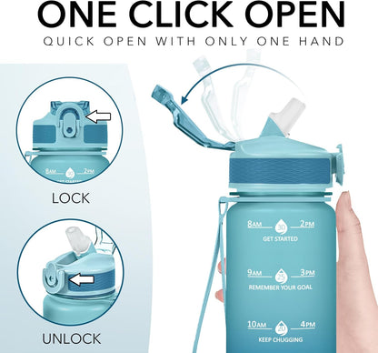 Hyeta 32oz Water Bottles with Straw - Stay Motivated and Hydrated with Convenient Times to Drink Markings, Durable, Leak-proof