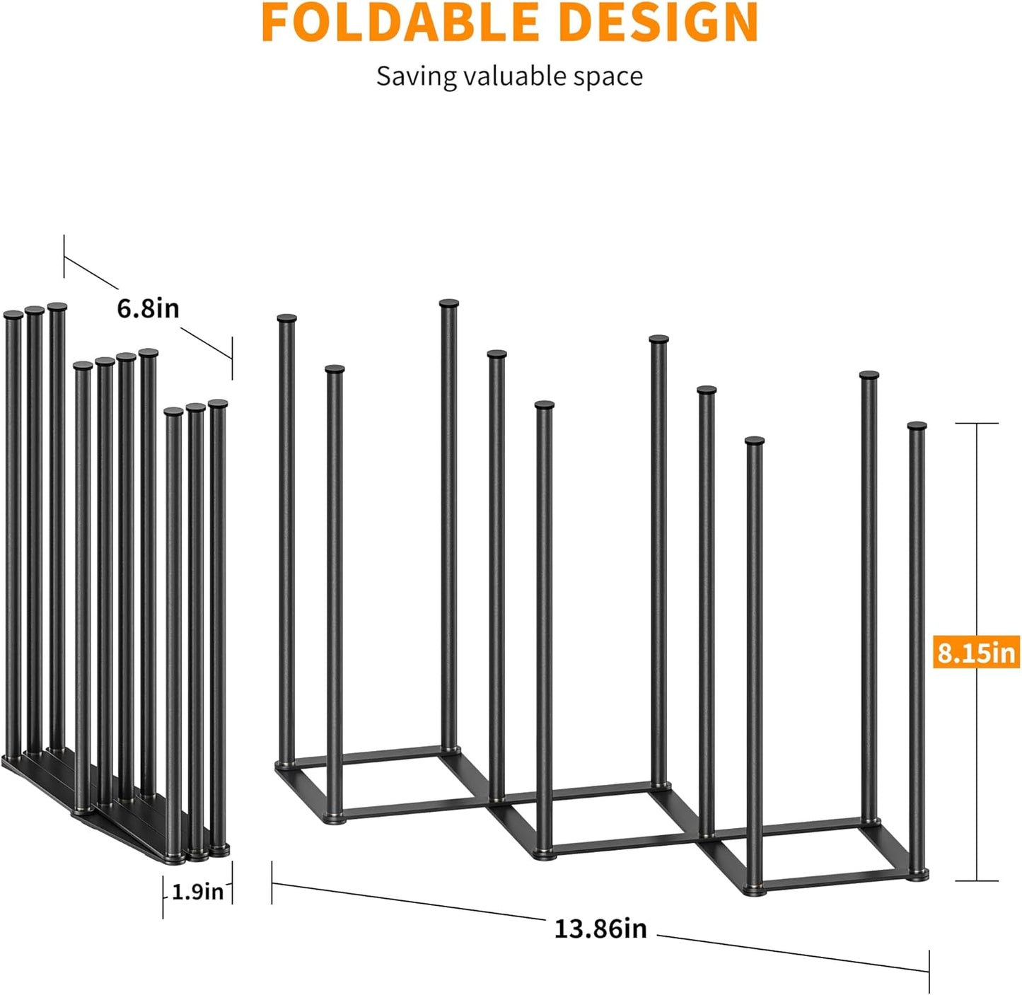 Foldable Baby Bottle Drying Rack-10 Poles Water Bottle Organizer for Cups,Travel Mugs,Silicone Bags- Collapsible Stainless Steel Bottle Rack Dryer (Gray)