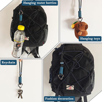 Paracord Keychain - Triangle/D-Shaped Carabiner Clip with Lanyard for Hanging Water Bottle, Key, Backpacks and More