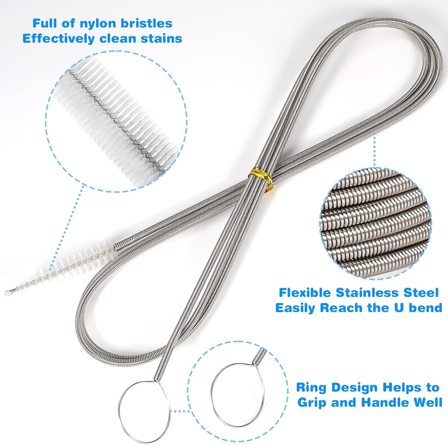 Straw Cleaner Brushes Sets, 12 Pieces 8.2 Inch Botthle Cleaning Brush and Nylon Tube Brush Brush Kit for Sippy Cup, Tumbler, Water Bottle, Drinking Straw (Black)