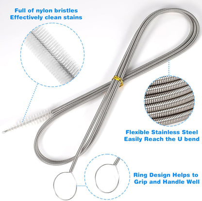 Straw Cleaner Brushes Sets, 12 Pieces 8.2 Inch Botthle Cleaning Brush and Nylon Tube Brush Brush Kit for Sippy Cup, Tumbler, Water Bottle, Drinking Straw (Black)